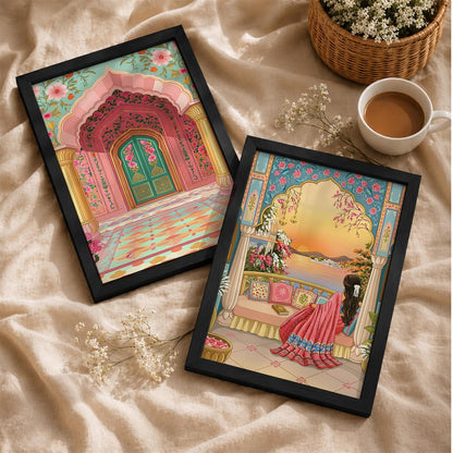 Traditional Indian Wall Art — Set of 2 (ART 12, 13x19 INCHES)