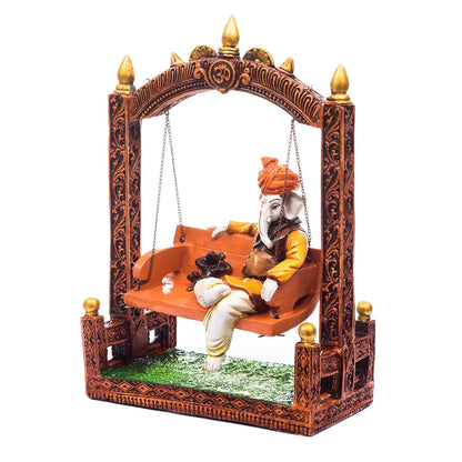 eCraftIndia Polyresin Lord Ganesha Idol (10.99 cm x 19.98 cm x 29.99 cm, Brown)