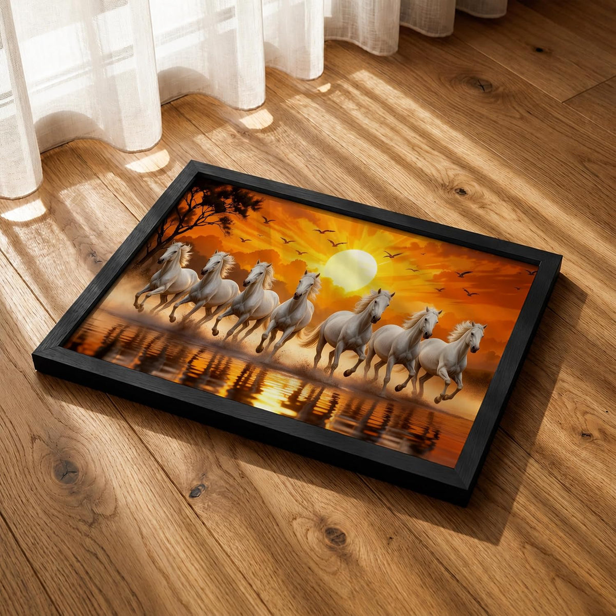 7 Horse Vastu Wall Painting (Landscape Collection) (Natural, Design 15, 48L x 33W cm)