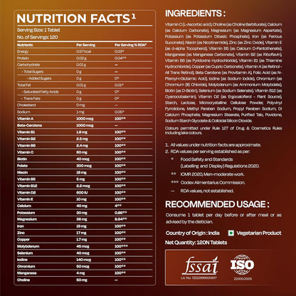 Nutrition facts and ingredients list on a brown background