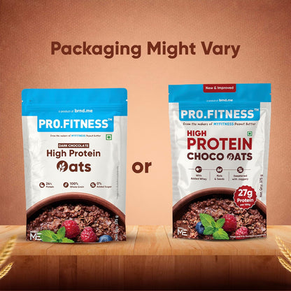 Pro.Fitness 27g High Protein Oats (By MyFitness) | Dark Chocolate Oats with Almonds, Pumpkin Seeds and Raisin | Chocolate Rolled Oats with Jaggery - No Refined Sugar | Breakfast Cereals