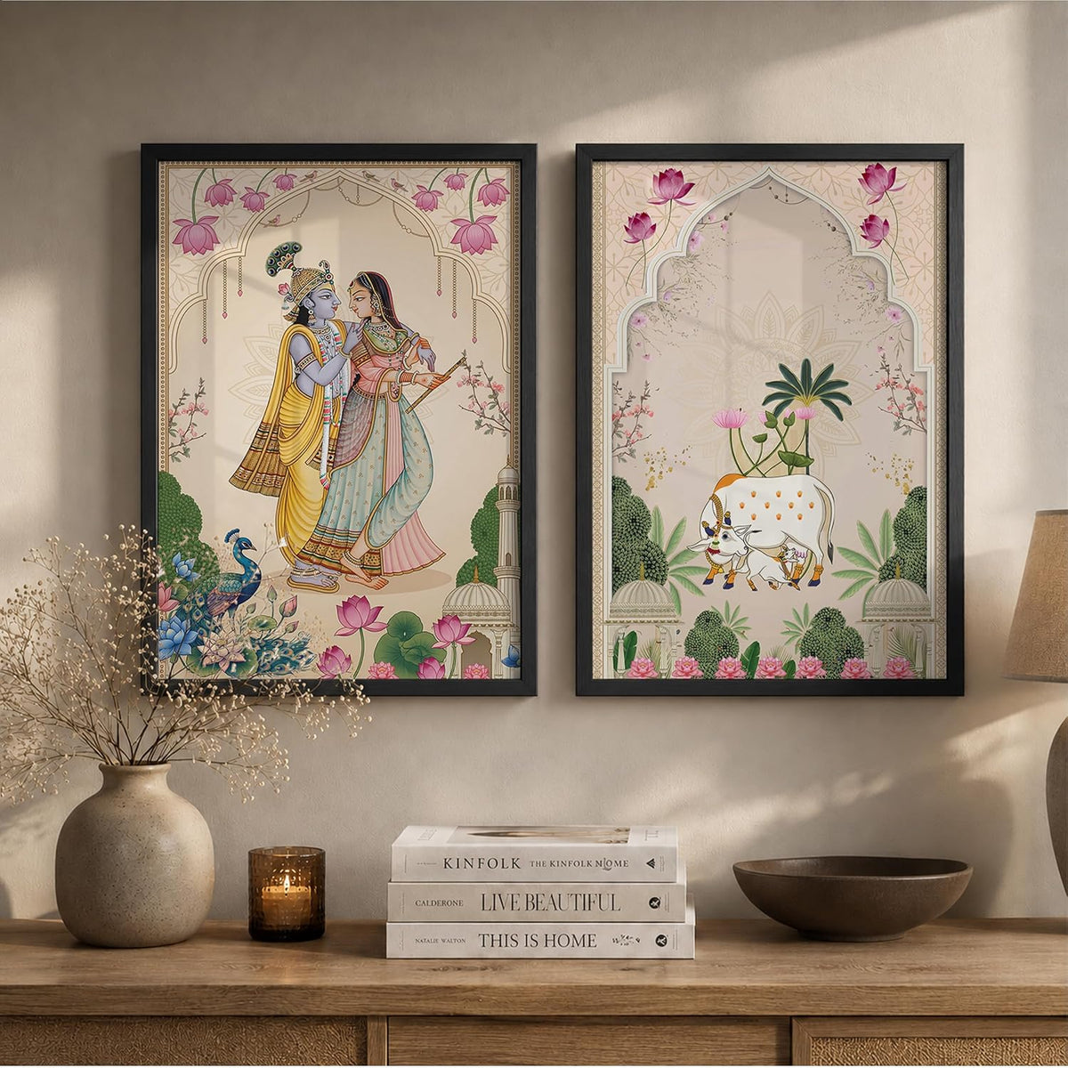 Traditional Indian Wall Art — Set of 2 (ART 14, 13x19 INCHES)