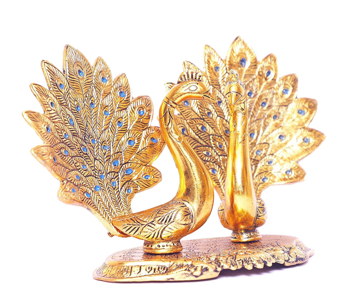 Double Peacock Metal Statue, Lovers Peacock Couple, Animal Showpiece Figurines, Feng Shui as Table Top Figurine for Living Room, Office, Bedroom, Decorative