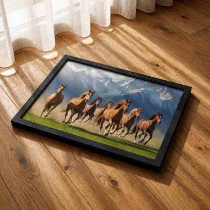 7 Horse Vastu Wall Painting (Landscape Collection) (Natural, Design 21, 48L x 33W cm)
