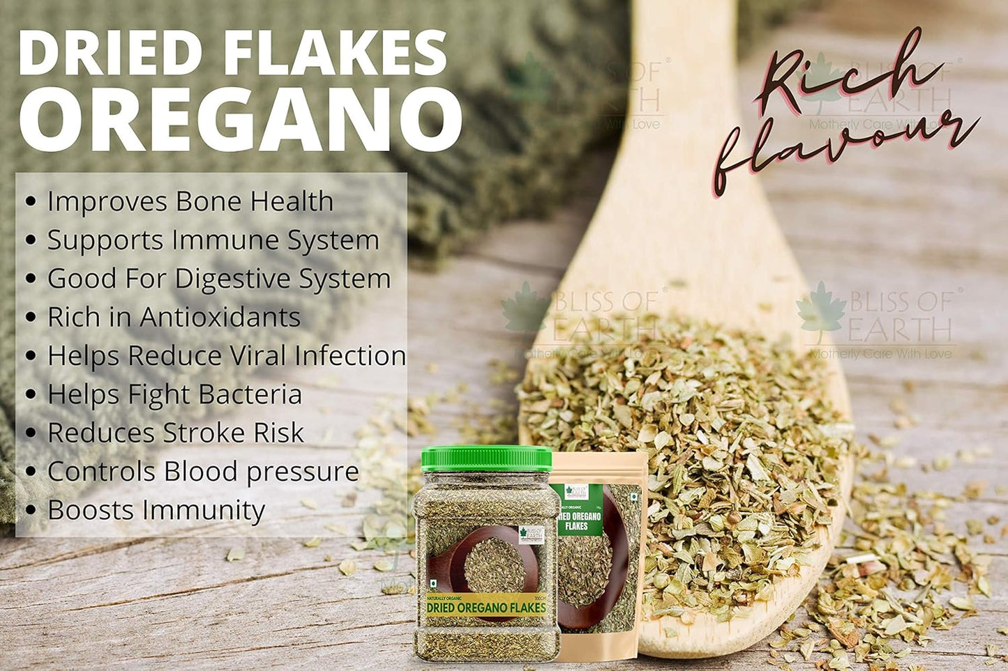 Bliss of Earth 100Gm Naturally Organic Dried Oregano Flakes For Seasoning On Pizza & Pasta
