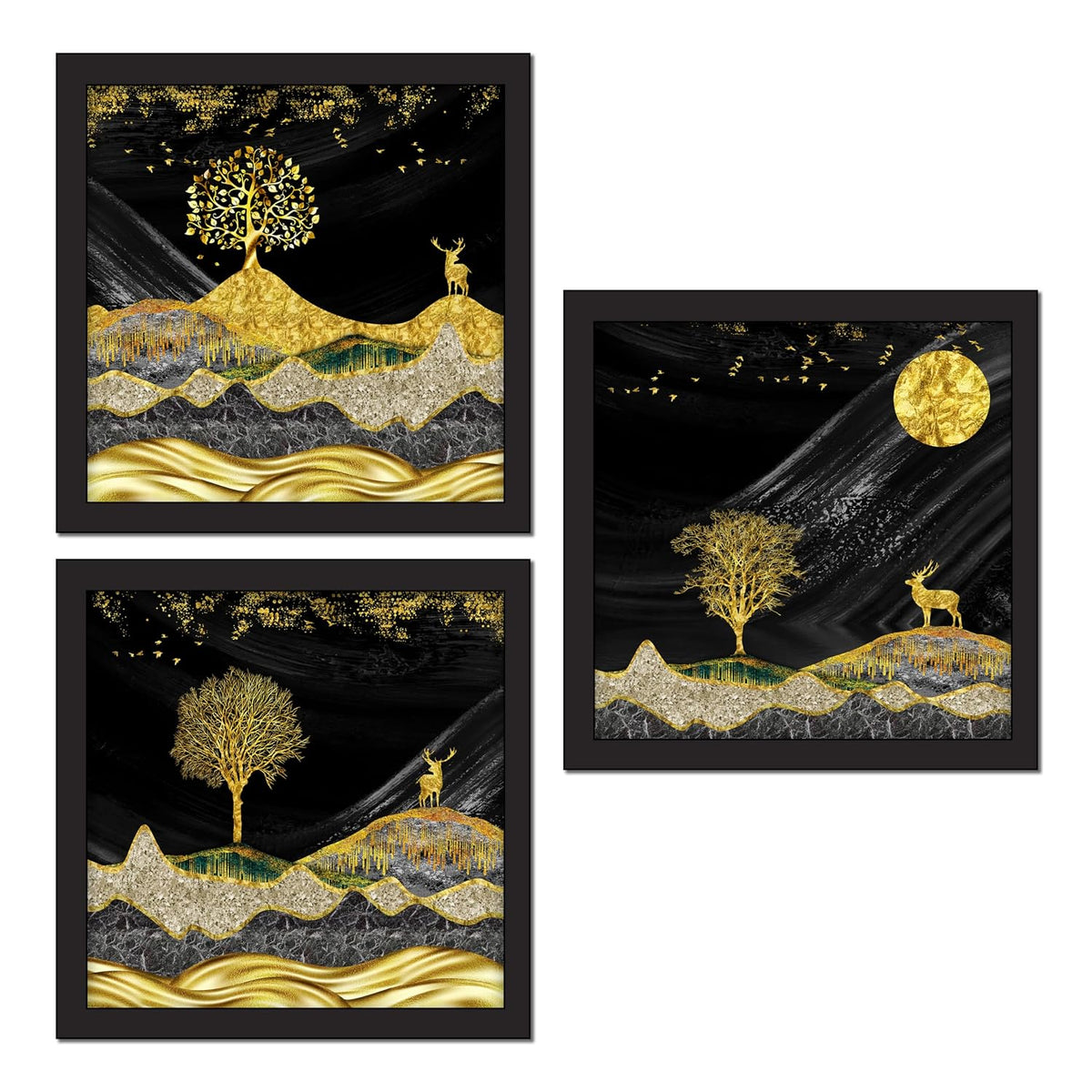 Framed Art Painting For Home, Living Room, Hall | Traditional Paintings With Frame For Home Decor (Deer D1)