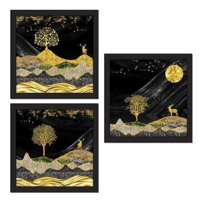 Framed Art Painting For Home, Living Room, Hall | Traditional Paintings With Frame For Home Decor (Deer D1)