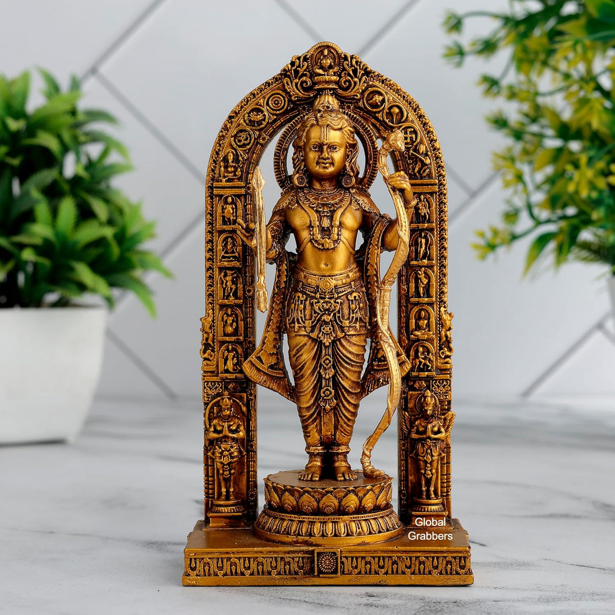 3D Ram Lalla Ayodhya Idol Statue Showpiece Murti for Home Decor Decoration Gift Gifting Items car Dashboard Accessories (GOL4-RL1, 6 INCH), Religious