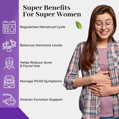 Zephivo HEALTH VEDA ORGANICS PRIVATE LIMITED Plant Based Pcos With Myo-Inositol 2000Mg, D-Chiro-Inositol 50Mg|60 Veg Tablets|Healthy Regular Menstruation|For Women
