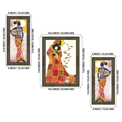3 Pc Set Of Still Life Paintings Without Glass 5.2 X 12.5, 9.5 X 12.5, 5.2 X 12.5 Inch (6 X 13, 10.2 X 13, 6 X 13 INCH, Ebony) multicolor