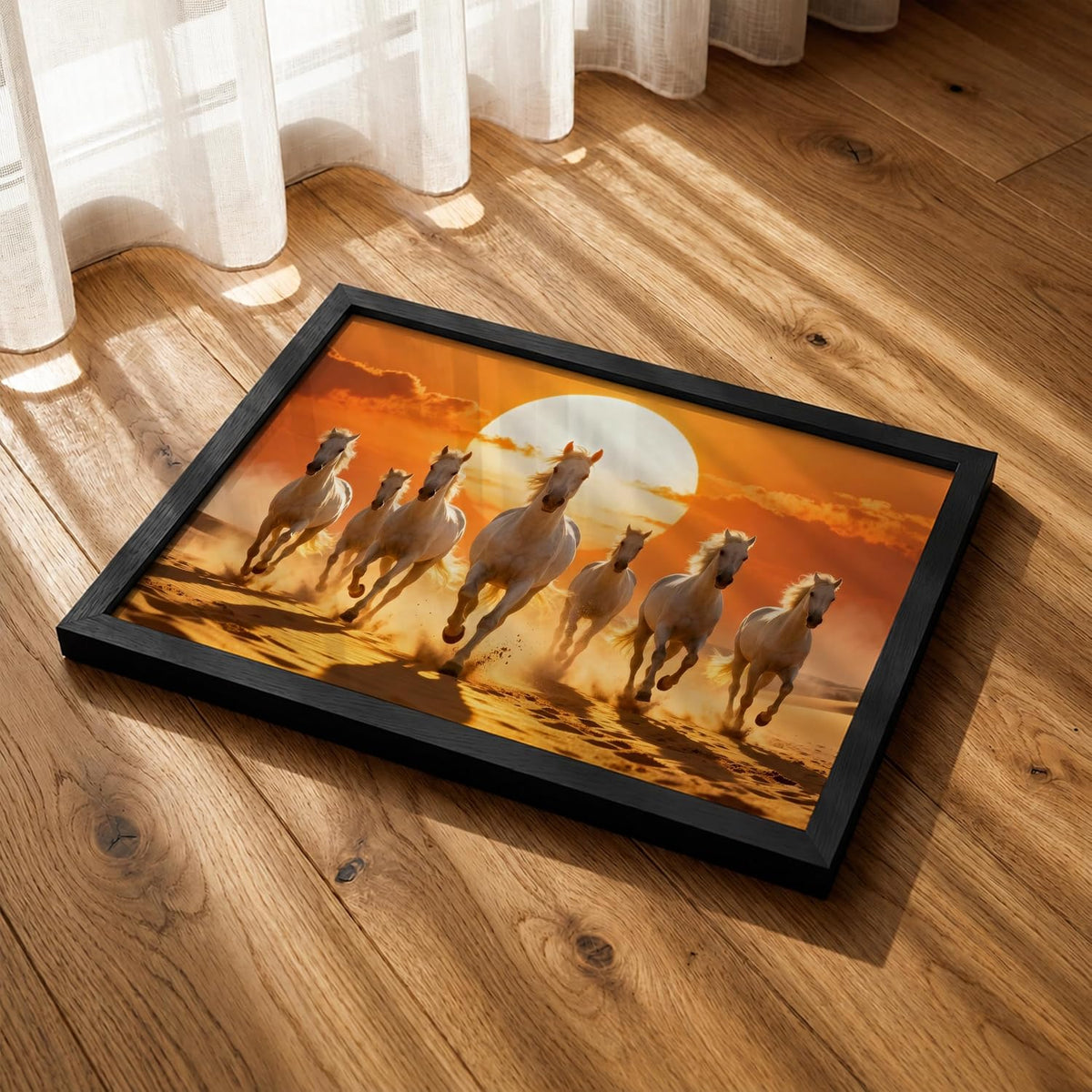 7 Horse Vastu Wall Painting (Landscape Collection) (Natural, Design 16, 48L x 33W cm)