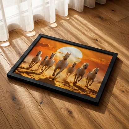 7 Horse Vastu Wall Painting (Landscape Collection) (Natural, Design 16, 48L x 33W cm)