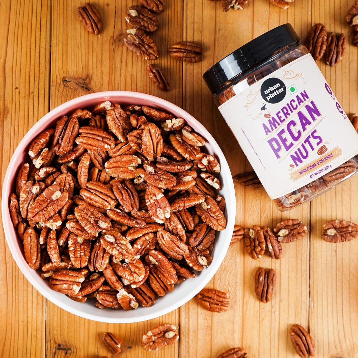 Urban Platter American Pecan Nuts, (Rich in fibre & Healthy Fats | Antioxidant-Rich | Ideal for Snacking & Baking | Halves)