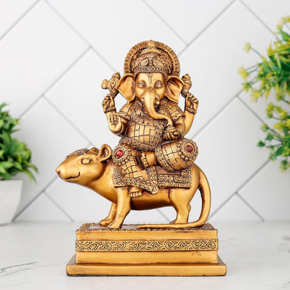 Ganesh ji murti Idol Statue Showpiece Home Decor Items for Living Room and Gifts (Golden 4)
