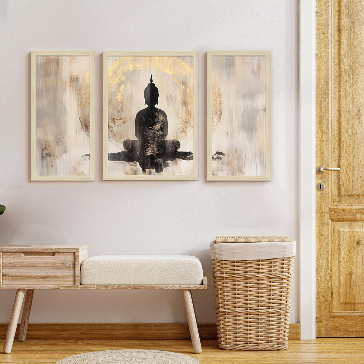 Framed Painting Buddha Abstract Framed Wall Art Painting Home D cor Pack Of 3 |Suits for Hallways, Living Room, Bedroom, Office Set Of 3, 22x46 cm, 33x44 cm