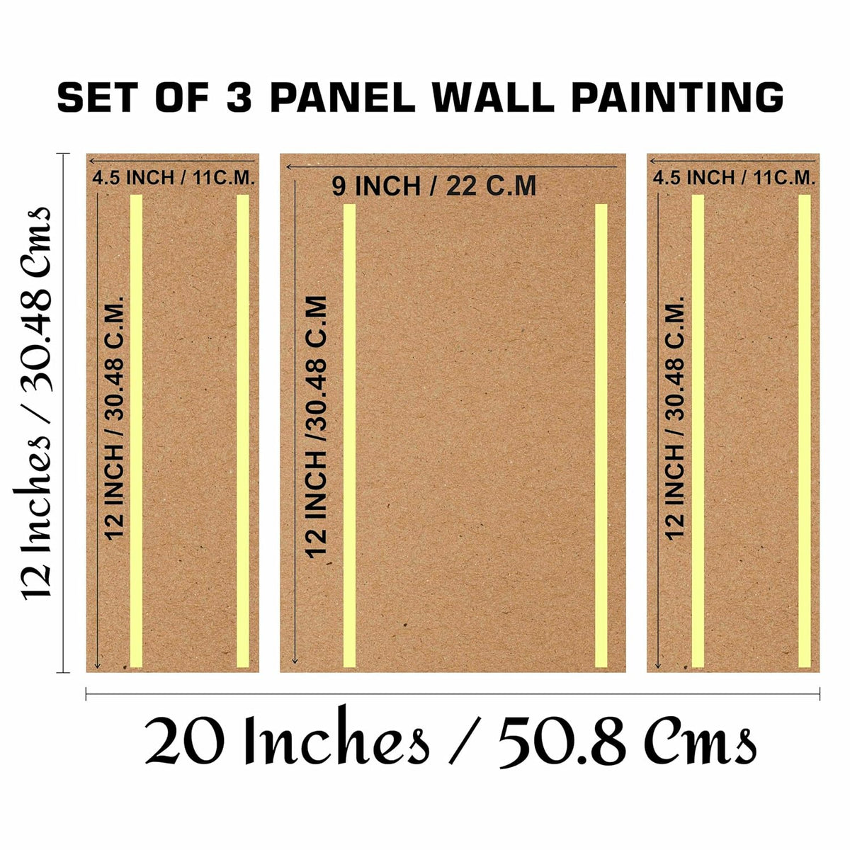 deer Paintings for Wall Decoration - Set Of 3, 3d modern art Painting for Living Room Large Size with Frames for Home, Office painting 50.8 cm x 30.48 cm SANFJM36036-Engineered Wood