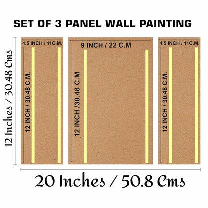 deer Paintings for Wall Decoration - Set Of 3, 3d modern art Painting for Living Room Large Size with Frames for Home, Office painting 50.8 cm x 30.48 cm SANFJM36036-Engineered Wood