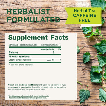 Traditional Medicinals Organic, Nettle Tea - Supports Joint Health & Overall Wellness with Stinging Nettle - Kosher, Non-GMO, Caffeine-Free, Compostable - 16 Tea Bags