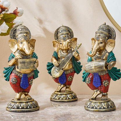 Polyresin Ganesha with Veena Figurine