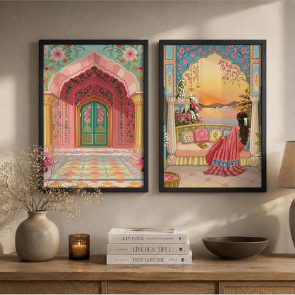 Traditional Indian Wall Art — Set of 2 (ART 12, 13x19 INCHES)