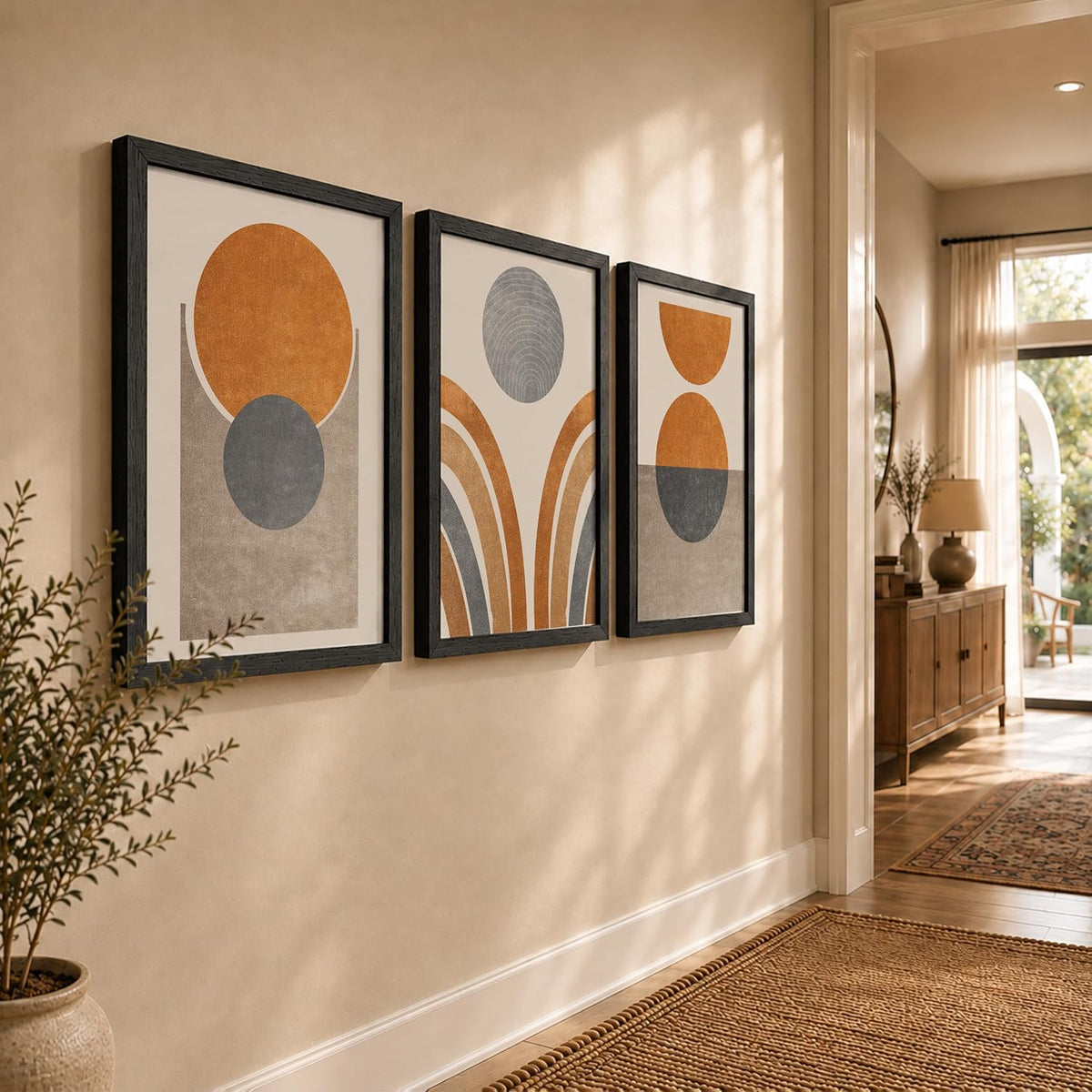 Retro Wall Art Decor Paintings | Set of 3 Minimalist Wall Art Frames for Home Decoration | Perfect for Living Room, Bedroom & Office (Art-8, 10x13inch)