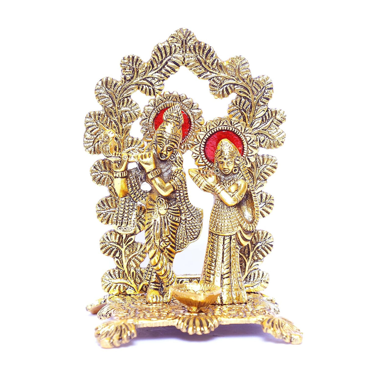 KridayKraft Radha Krishna Standing Playing Flute Metal Statue Gold Antique Finish for Pooja & Home,Office Decorative,Radha Krishna Murti Showpiece Figurines,Religious Idol Gift Article...