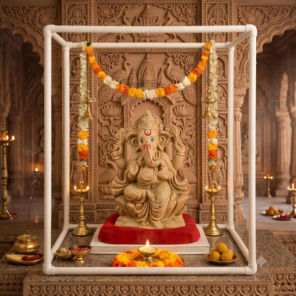 SAUDEEP INDIA 54cm Ganpati Mandap for Ganesh Chaturthi Idol Home Decor | Ganesh Murti Sthapana Stand | DIY Pooja Pandal Backdrop Frame Setup | Home Temple Ganpati Bappa Idol Platform