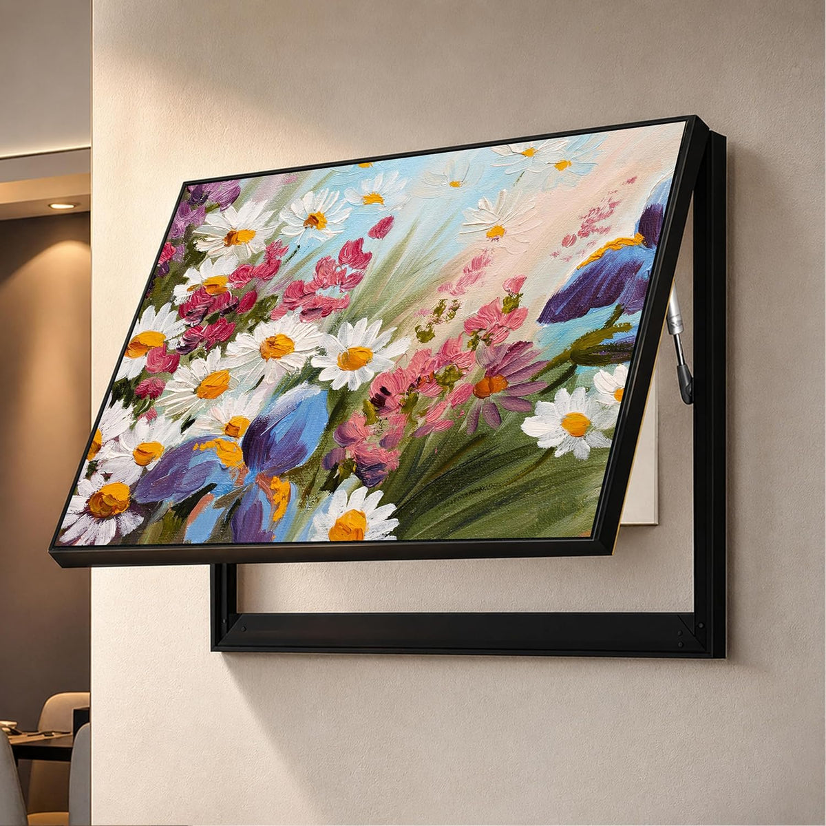 Electric MCB Box Cover Frame With Hydraulic Decorative Painting Abstract Daisy Flower Painting Electrical Panel box Cover, Switch Box Frame Will Fit Max 10x14 inch Switch Board, Outer Size 13X17 Inch