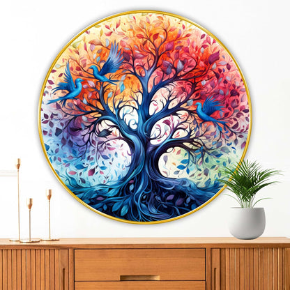 nature scenery modern art Premium Sparkle lamination Golden Slim Frame 50.8 cm x 50.8 cm Large Size, For Home/Office/Hotel painting GRL114