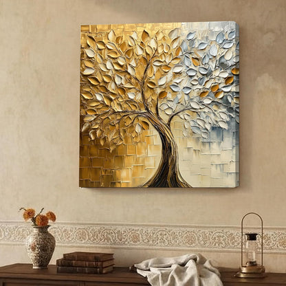 Abstract Tree Canvas Stretched Canvas Painting for Living Room | Modern Nature Artwork Wall Décor Art For Livingroom, Bedroom, Office, Hallways - 22x22 Inch