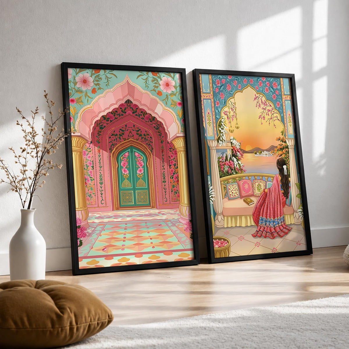 Traditional Indian Wall Art — Set of 2 (ART 12, 13x19 INCHES)
