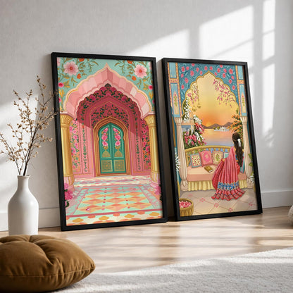 Traditional Indian Wall Art — Set of 2 (ART 12, 13x19 INCHES)
