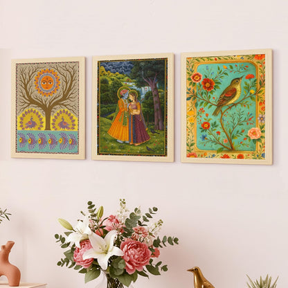 Rousrie Madhubani Wall Art Painting | Framed Wall Paintings For Home Décor | Wall Decoration Painting | Frames For Home Décor Office Frame Living Room (Design 1)