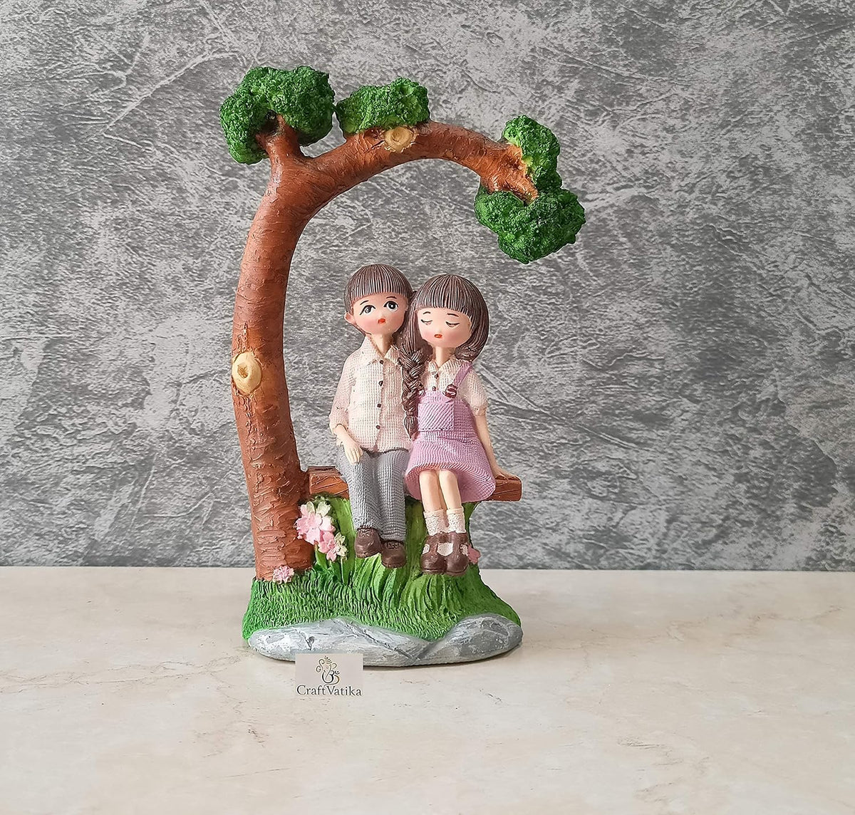 Romantic Love Couple Sitting on Bunch Miniature Statue Showpiece for Gift Husband Wife Girlfriend Boyfriend Girls Boys, Home Decor Items