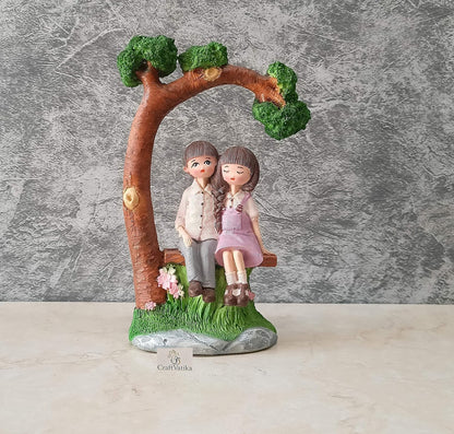 Romantic Love Couple Sitting on Bunch Miniature Statue Showpiece for Gift Husband Wife Girlfriend Boyfriend Girls Boys, Home Decor Items