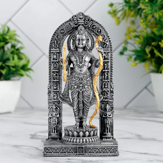 3D Ram Lalla Ayodhya Idol Statue Showpiece Murti for Home Decor Decoration Gift Gifting Items car Dashboard Accessories (A_SIL-RL1, 6 INCH)