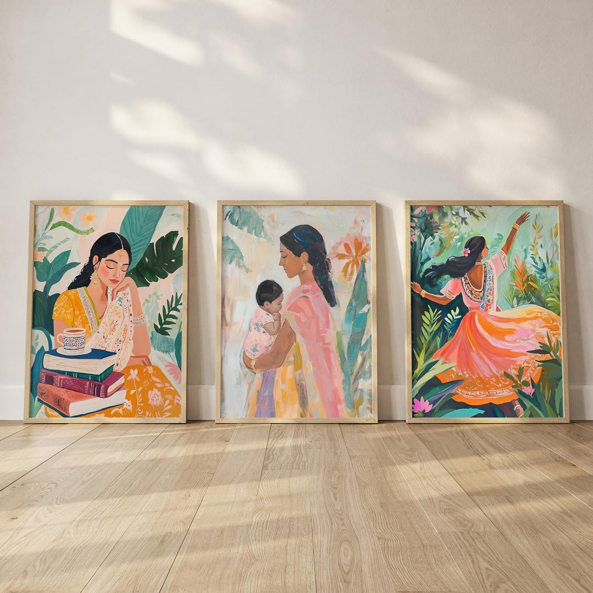Big Aesthetic Indian Framed Posters Wall Decor Paintings For Living Room, Bedroom/Big Paintings For Wall Decoration/Posters Gift Items For Girls (13x19 Inches) (Set A)