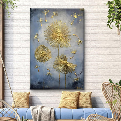 Gold Dandelion 3D Canvas Wall Art (30 x 20 Inch)