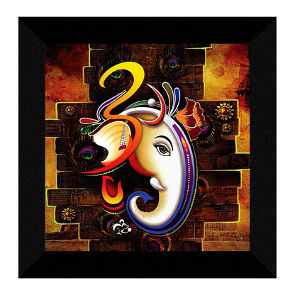 Ganesha UV Coated Home Decorative Gift Item Frame Painting 12 inch X 12 inch SANFO89(Multicolor)