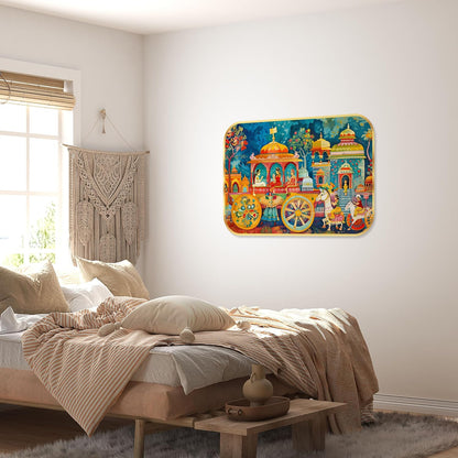 Beautiful scenery modern art Premium Sparkle Lamination Finished Surface Golden Slim Frame 35 cm x 28 cm Large Size, For Home/Office/Hotel painting KG74