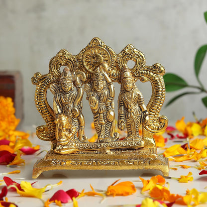 Metal Ram Darbar Idol with Shree Ram, Sita, Laxman & Hanuman Ji | Ramdarbar Murti, Pooja Idol, Spiritual Gift (Design 01: L10 x W5 x H10 cm)