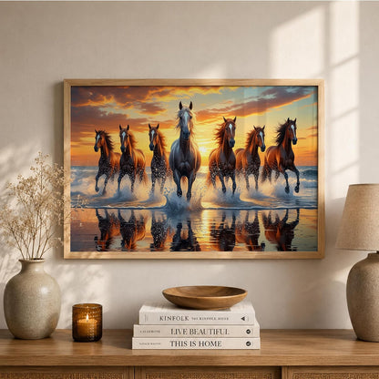 7 Horse Vastu Wall Painting (Landscape Collection) (Natural, Design 06, 13x19 Inch)