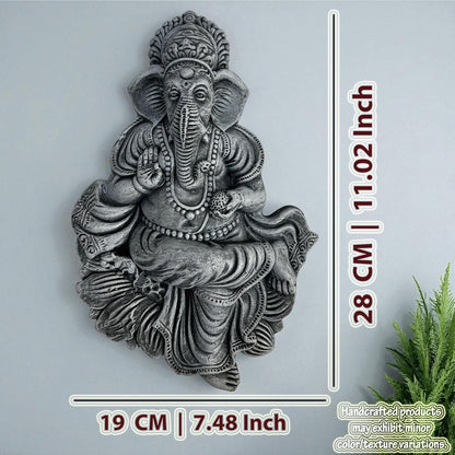 Ganesh ji Murti-Terracotta-Clay-Idol-Ganpati/Ganesha Murti-Figurine- for Door Entrance-Temple-Mandir-Home-Office Decor-Gifting-Spiritual Wall Hanging Art-Grey (H:28|B:19 CM)