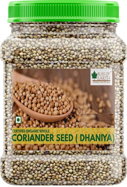 Bliss of Earth Dhaniya Whole | Coriander Seeds Whole Spices | 250 gm Coriander Dry | Sabut Dhaniya | Aromatic & Unpolished | Dhania Seeds for Cooking, Seasoning & Spices | Pure and Fresh Taste