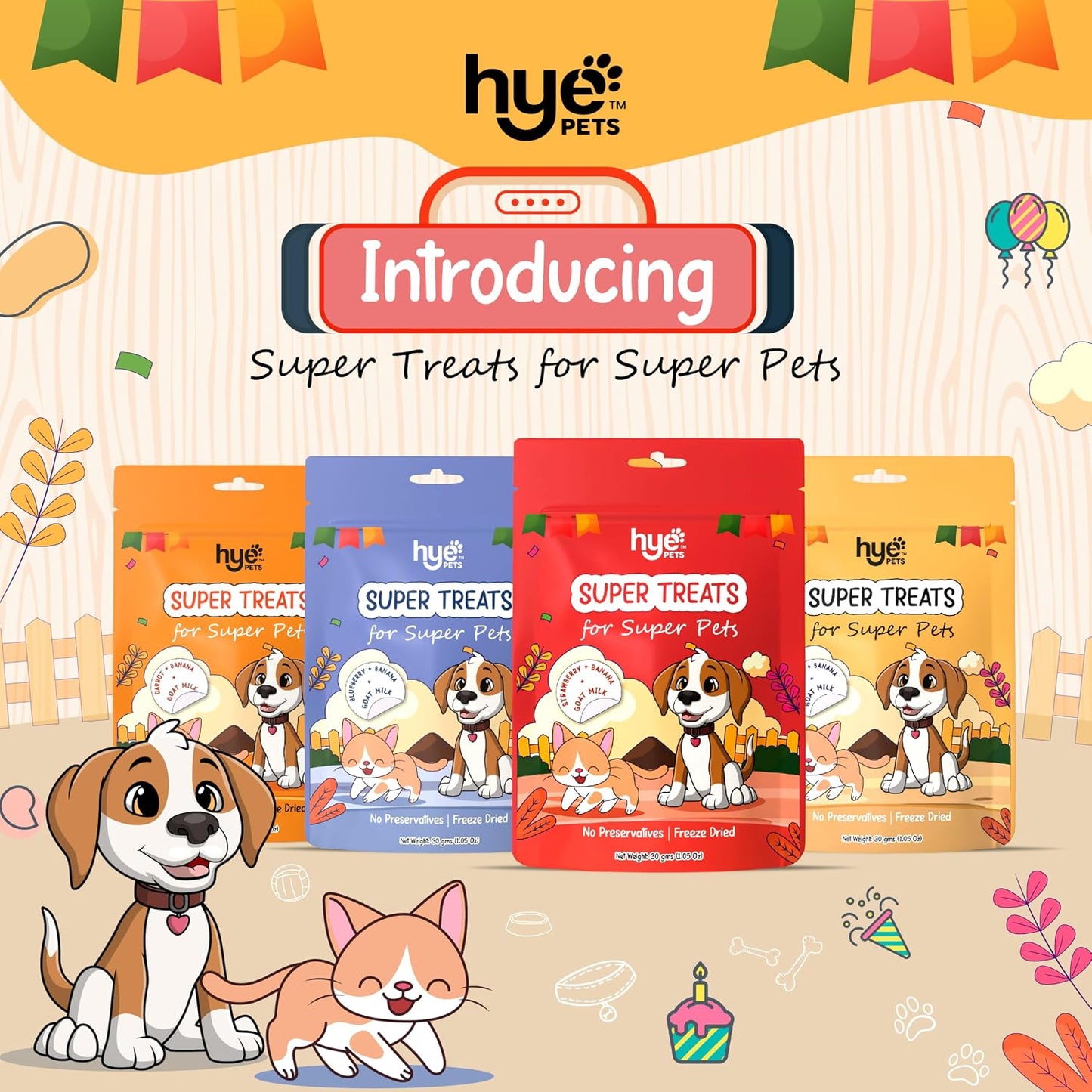 HYE Pets Super Treats for Super Pets – Freeze Dried Treats Made with Goat Milk, Carrot & Banana | 30g