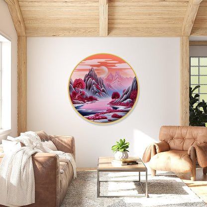 nature scenery Abstract modern art Premium Sparkle lamination Golden Slim Frame 50.8 cm x 50.8 cm Large Size, For Home/Office/Hotel painting GRL-24