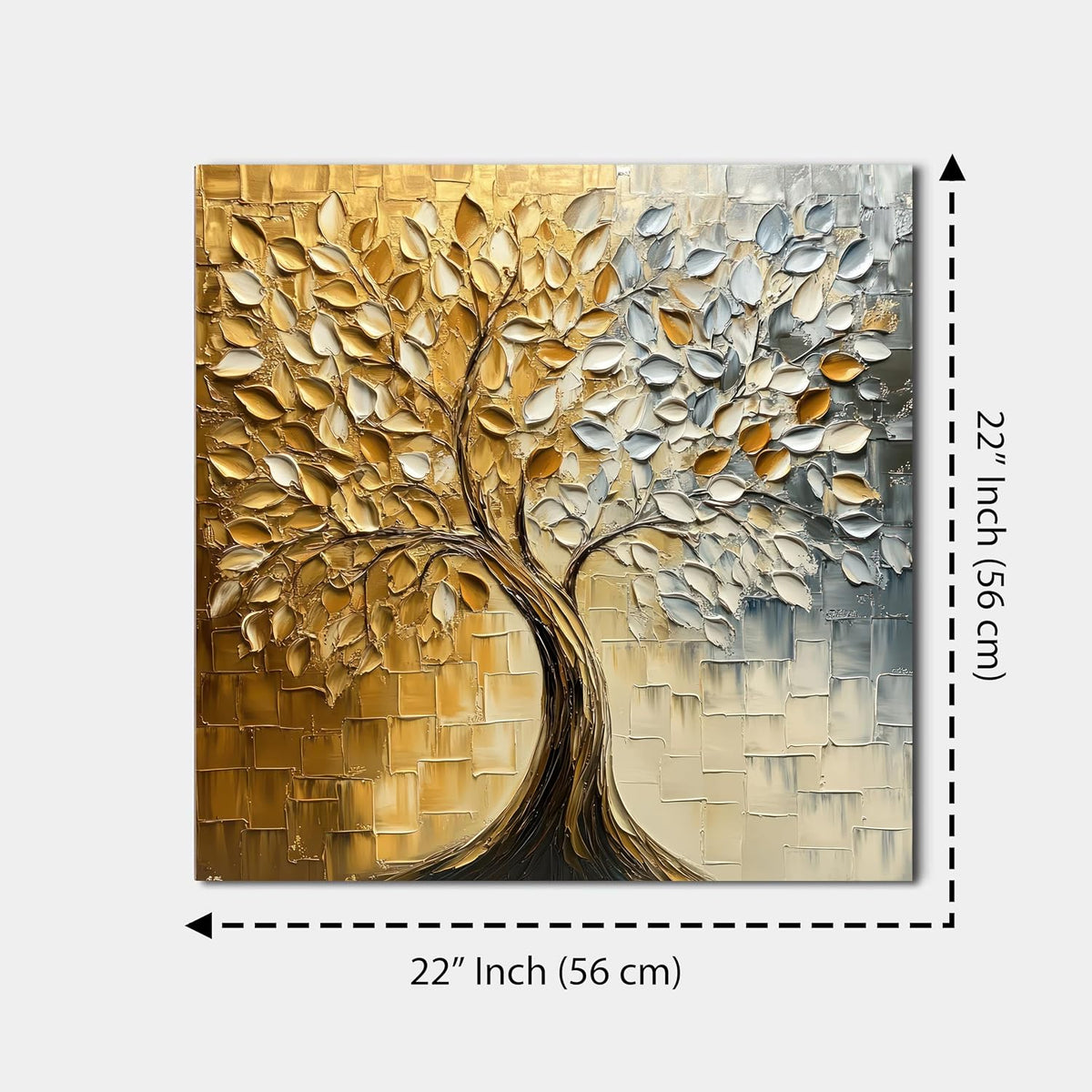 Abstract Tree Canvas Stretched Canvas Painting for Living Room | Modern Nature Artwork Wall Décor Art For Livingroom, Bedroom, Office, Hallways - 22x22 Inch