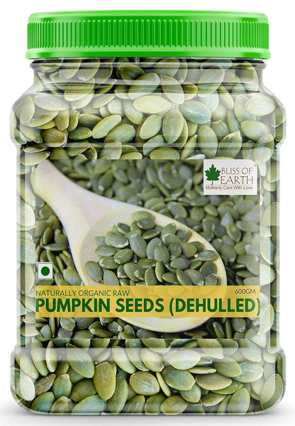 Bliss of Earth Pumpkin Seeds – Dehulled Naturally Organic Superfood for Eating - Rich in Protein & Fiber, Healthy Snack for Salads, Baking & Smoothies - Pumpkin Seed 600gm