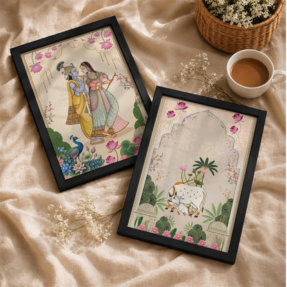Traditional Indian Wall Art — Set of 2 (ART 14, 13x19 INCHES)