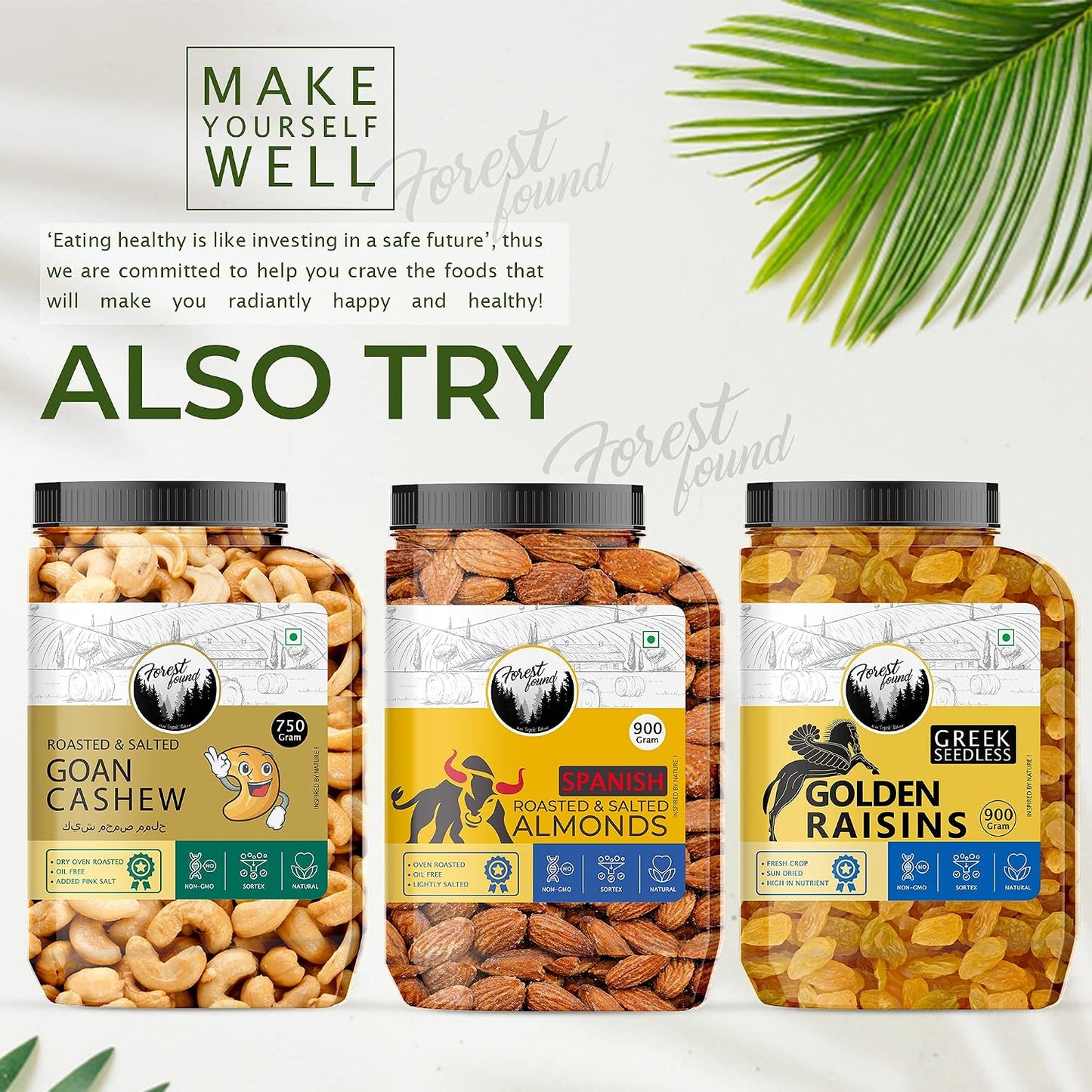 Forest Found 900g Brazilian Jumbo Cashews - Extra Large Whole Kaju - Bigger Than W320 Premium Grade - 100% Natural & Fresh Healthy Dry Fruit